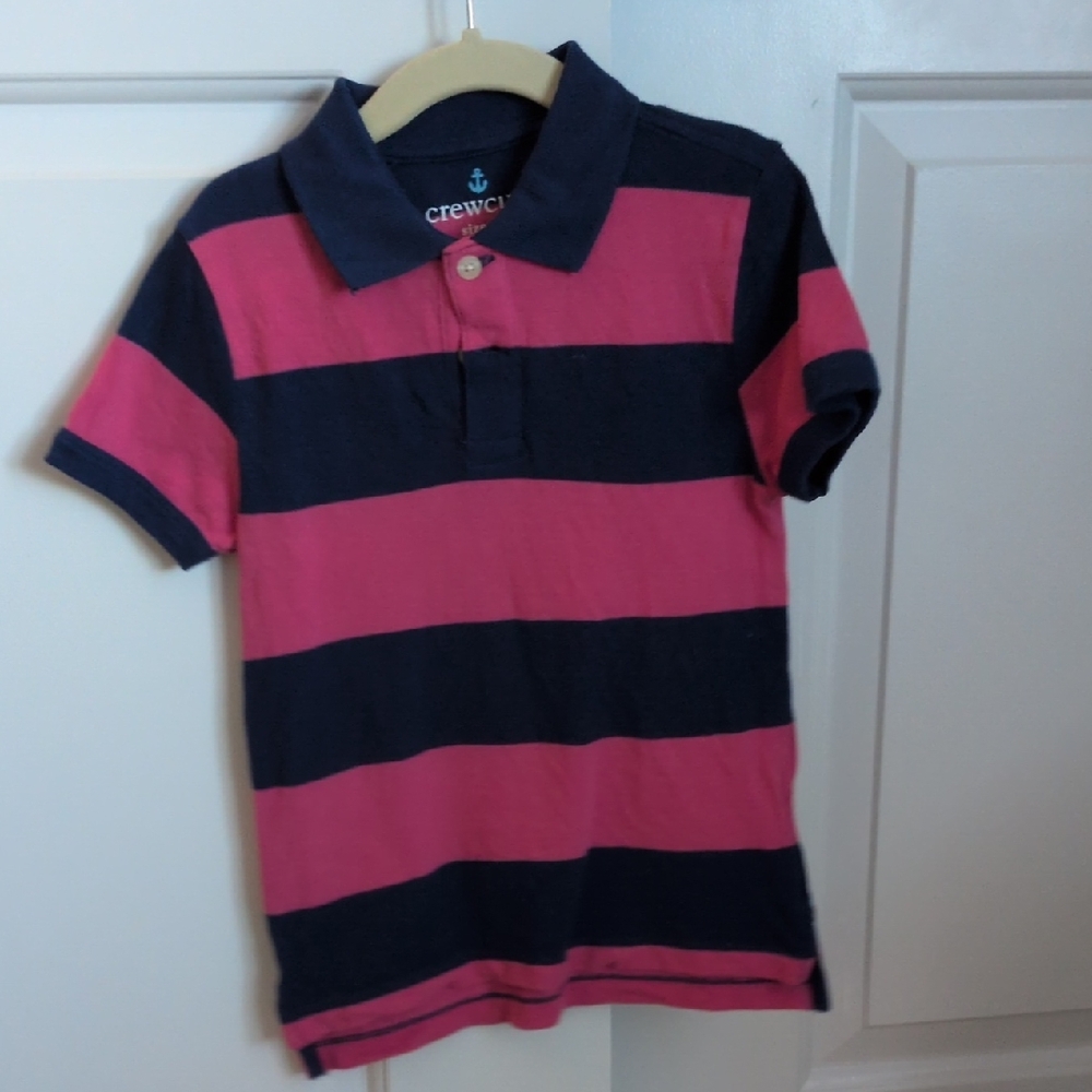 Crewcuts Kids Polo with Pink and Navy Stripes